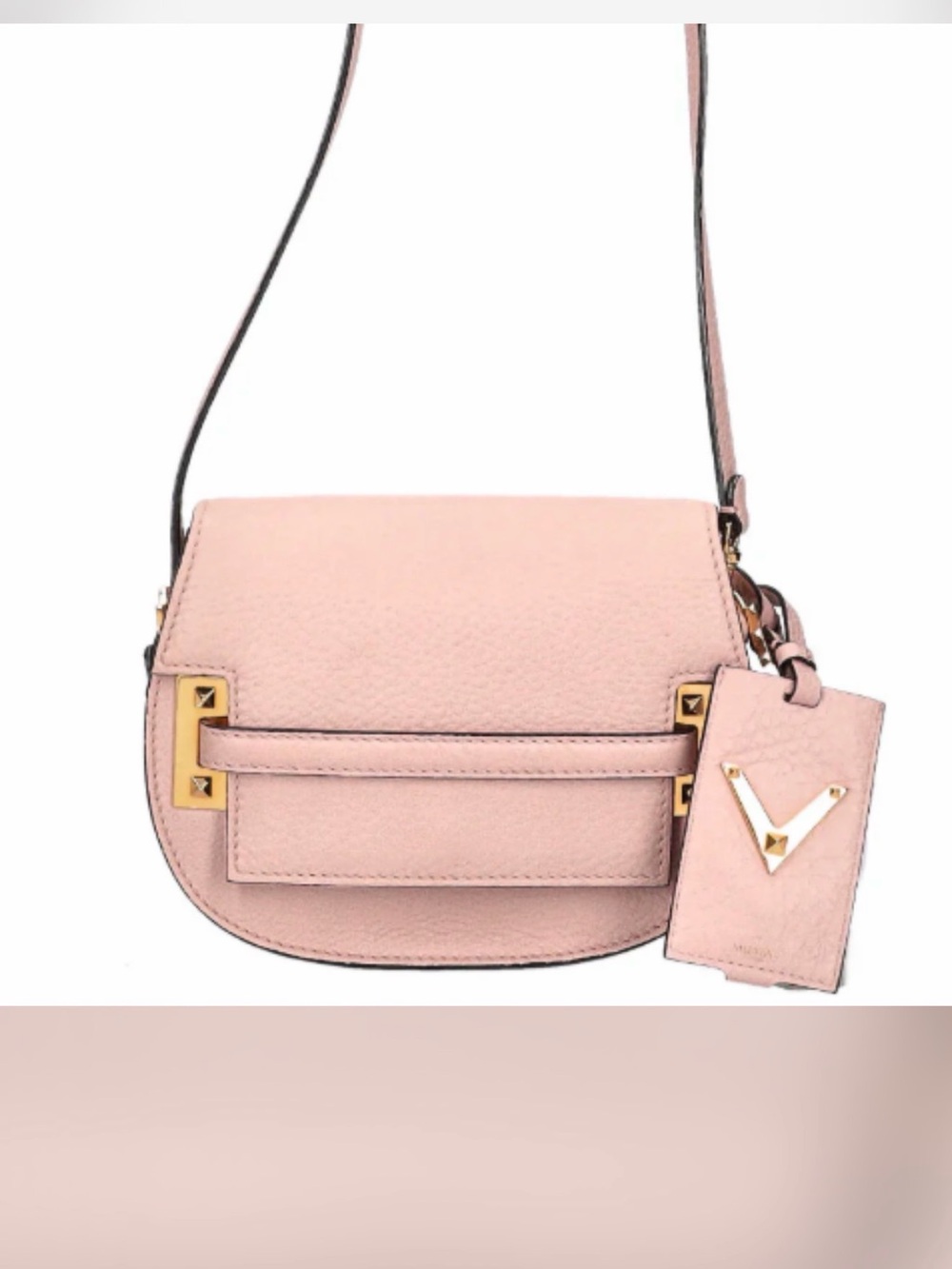 Valentino Pebbled Leather Crossbody with Gold V Tag